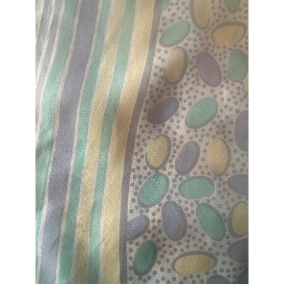 Vintage Womens Mint Striped & Dotted Scarf Made In Italy Polyester Easter Egg - Picture 2 of 3